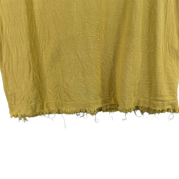 ShopTheMint Women M Yellow Boho Smocked Short Sleeve Linen Blouse Fall‎ Layering - Picture 4 of 9
